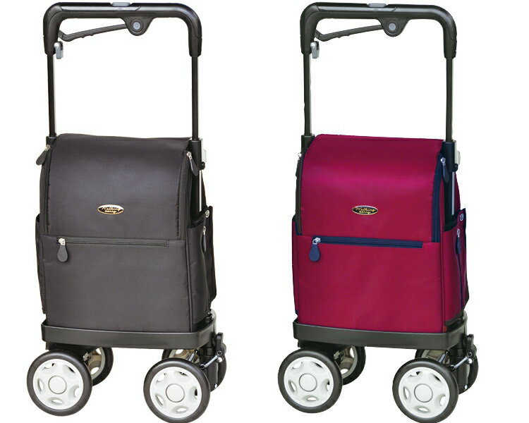須恵廣工業　アイカートラブ2　No.810　ブラック/ワイン　ウオーキングキャリー　横押しカート　介護　手元ブレーキ付き　ショッピングカート