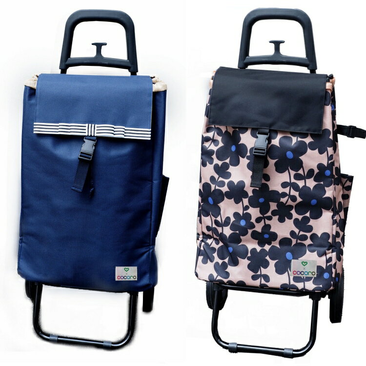 ウェルファン cocoro(コ・コロ) ショッピングカートS メッシュバッグ付き リボンネイビー/フラワーベージュ 大容量 保冷・保温機能 軽量 コンパクト 折り畳み可 バッグ取り外し可 フック・傘ホルダー付 介護