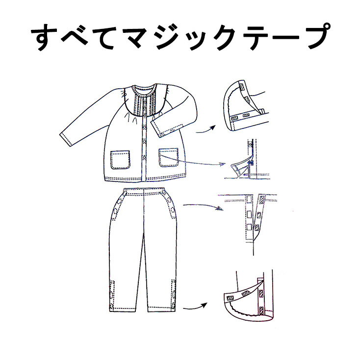 介護パジャマ/女性用/レディース/綿100%/花柄/ワンタッチパジャマ/春夏秋冬/コットン/着脱が楽/寝たまま/座ったまま