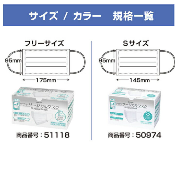 サラヤ サージカルマスクS ホワイト 50枚×20箱 ケース販売/小さめ/三層構造/箱入り/4987696509740/50974