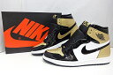 【中古】【未着用】NIKE AIR JORDAN 1 RETRO HIGH OG NRG Gold Toe 861428-007 27cm / ナイキ エアジョーダン 1 レトロ ハイ オージー ブラック ゴールド【出雲店】