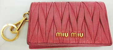 【中古】MIUMIU/ミュウミュウ 5MC407 マテラッセ カードケース/名刺入れ　ピンク【出雲店】