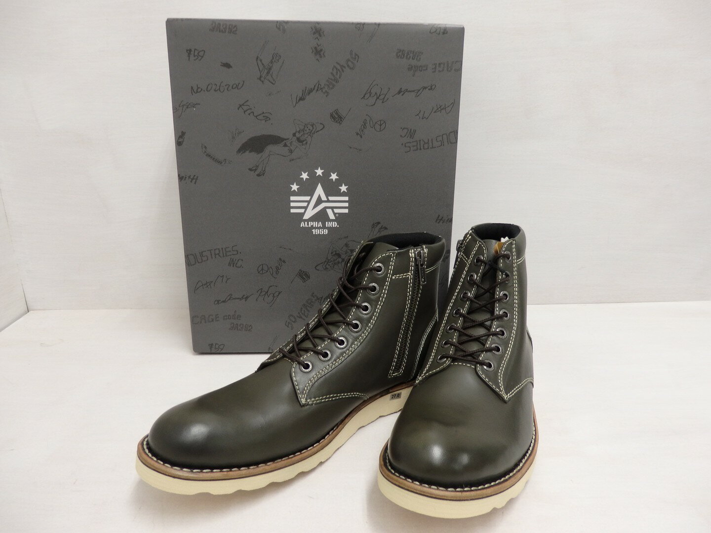 【中古ALPHA INDUSTRIES アルファ インダストリーズ サイドシップ プレーントウ ブーツ グッドイヤー製法 AFM-1944 27cm【バッグ】 【鳥取店】