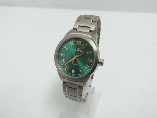 【中古】TECHNOS テクノス T9B56 DH79603 クオーツ アナログ デイト シルバー×グリーン ローマ数字 メンズ 腕時計 【腕時計】【鳥取店】 【中古】TECHNOS テクノス T9B56 DH79603 クオーツ アナログ デイト シルバー×グリーン ローマ数字 メンズ 腕時計 【腕時計】【鳥取店】