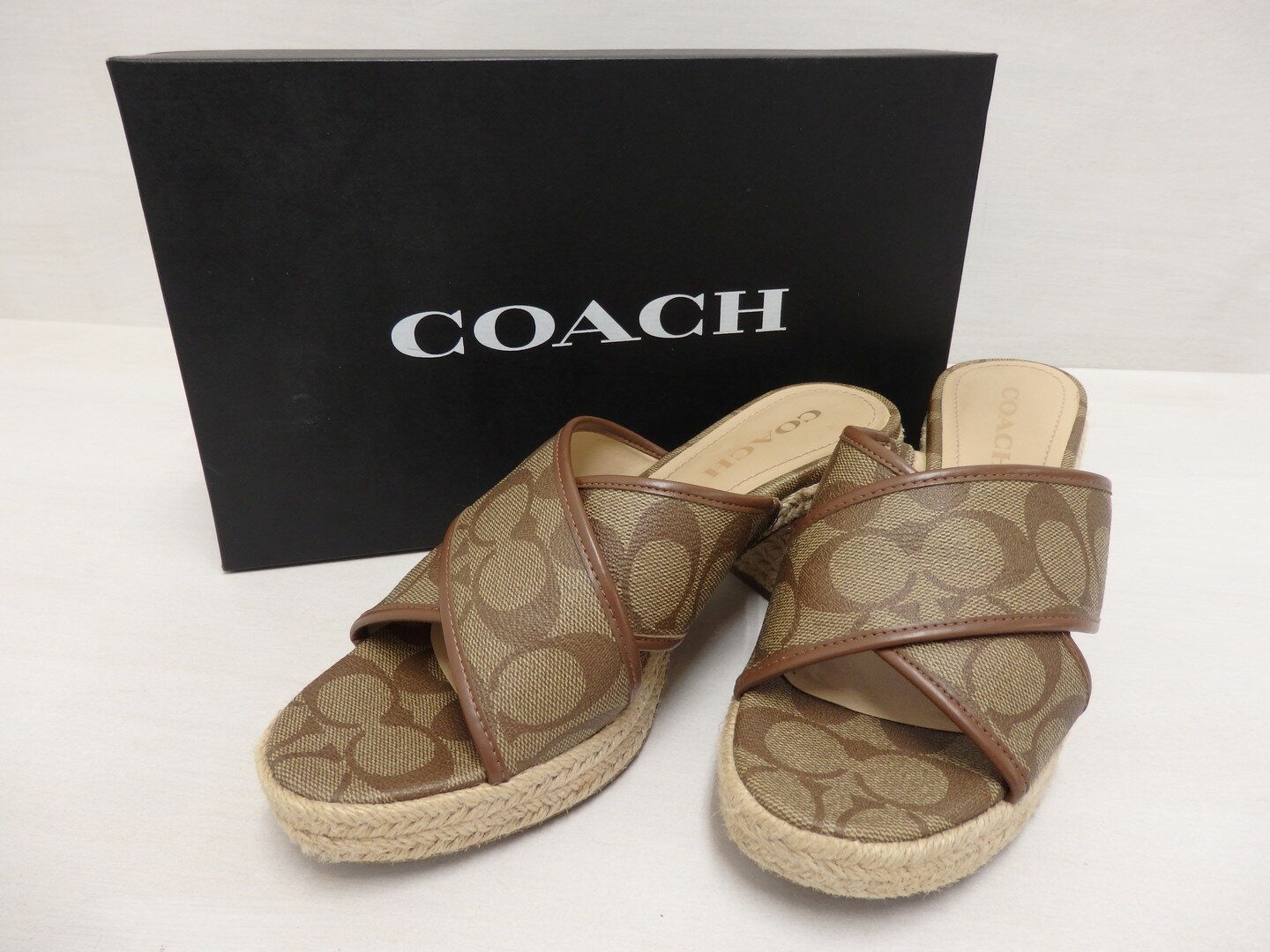 【中古】 COACH SLOAN SIG ESPADRILLE CA366 コーチ スローン シグネチャー エスパドリーユ サンダル US8 25cm 　【鳥取店】