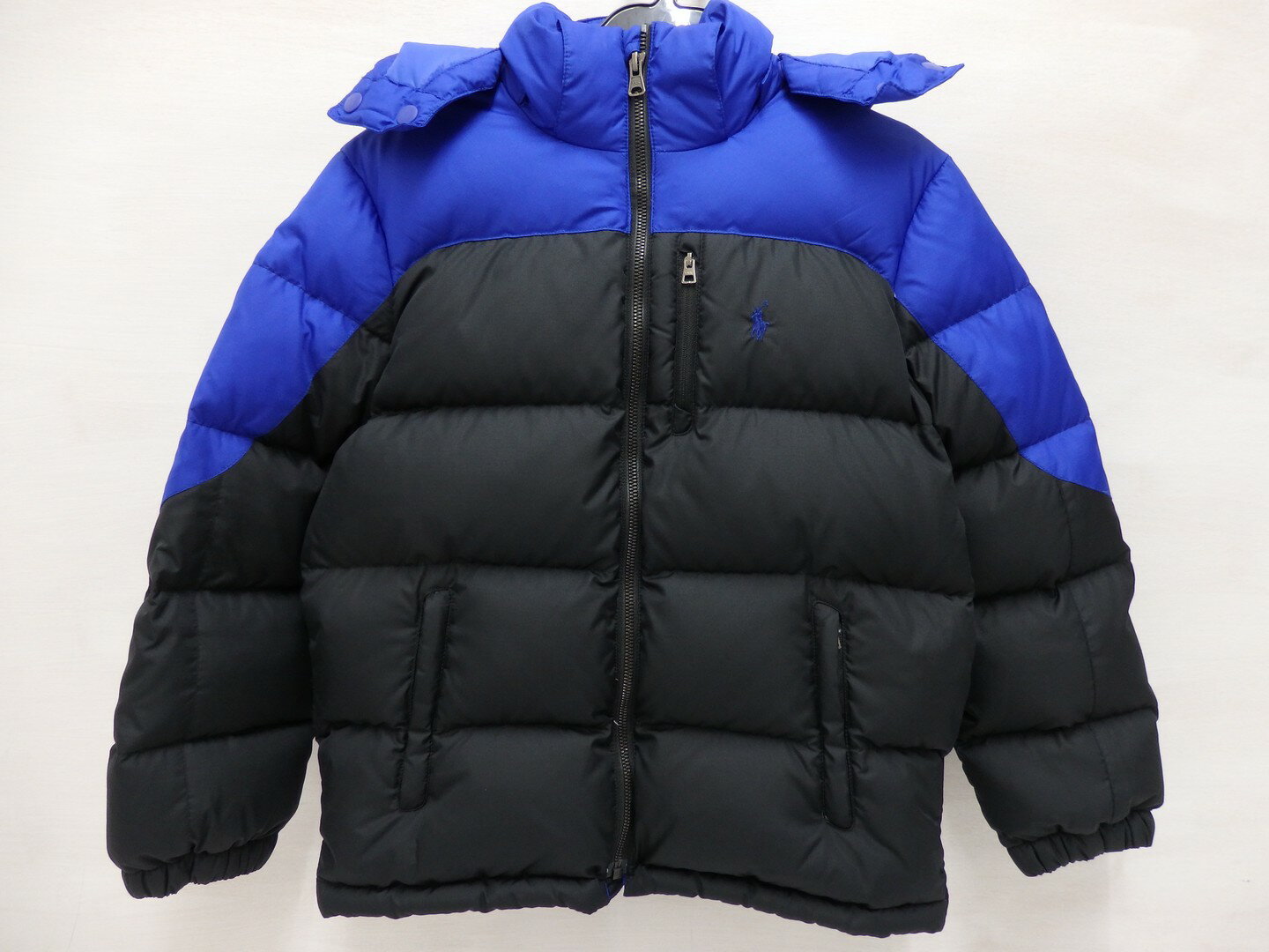 【中古】 RALPH LAUREN ラルフローレン ダウンジャケット 150サイズ ブルー × ブラック 【子供服/65】【鳥取店】