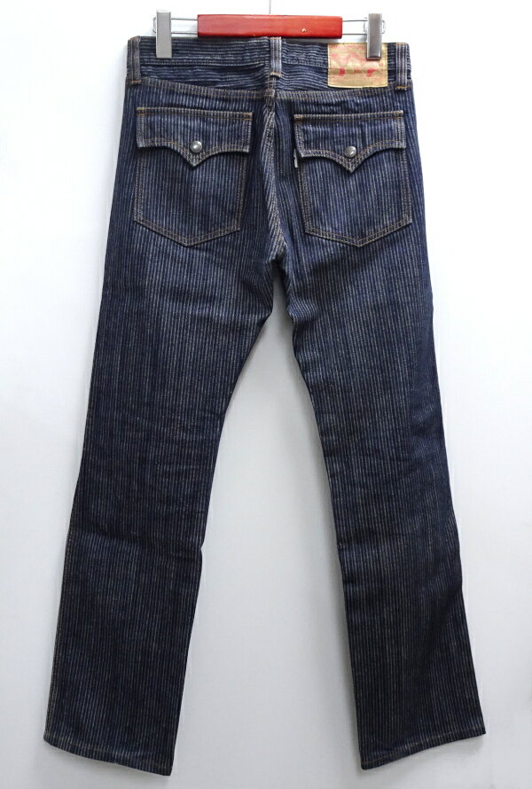 【中古】STUDIO D'ARTISAN ステュディオ ダルチザン D1192 ウォバッシュ ストライプパンツ フロントポケット サイズ:M ブルー【メンズ古着】【米子店】