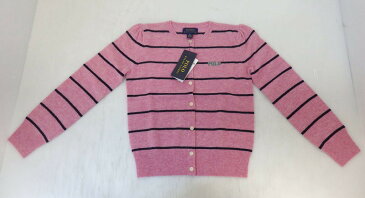【中古】POLO RALPH LAUREN/ポロ ラルフローレン ウールニットカーディガン サイズ:6X PINK 正規品【レディース古着】【米子店】