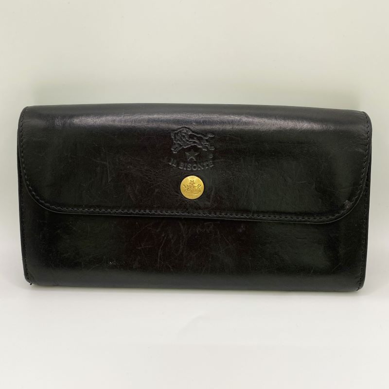 【中古】 IL BISONTE イルビゾンテ スナップボタン レザーロングウォレット《服飾小物・山城店》 N266