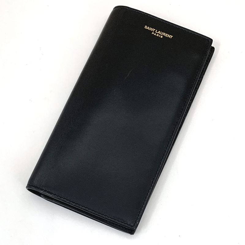 Rakuten - 【中古】SAINT LAURENT PARIS サンローランパリ レザー 2つ折り長財布【ブランド】【山城店】