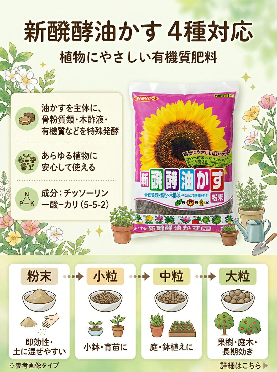 送料無料 新醗酵油かす 中粒 5Kg×5袋セット 特殊発酵 元肥 追肥 根張り ヤマト 学...