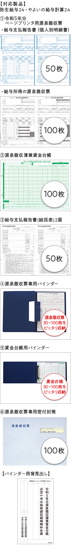 【日本全国送料無料】弥生給与純正伝票／【令和5年度用】 年末調整セット(100人用) 202422