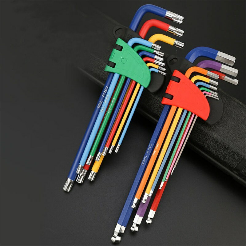 六角レンチセット 六角レンチ 六角棒レンチセット 自転車 六角棒レンチセット アーレンキー 自転車 バイク diy ボールポイントレンチ レインボー ヘックスレンチ