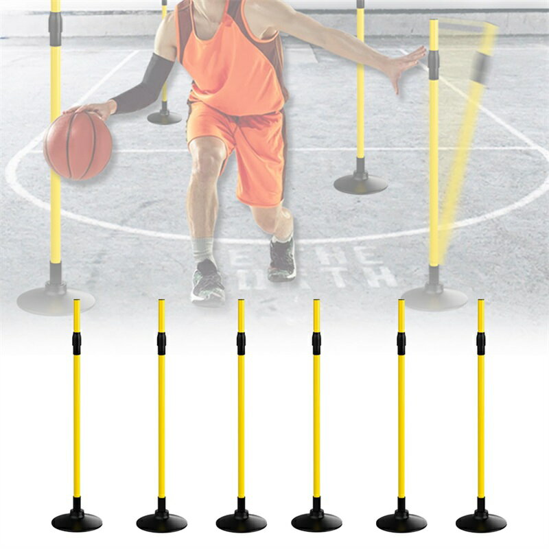 バスケ 練習 トレーニングポール 6PCS 障害物を避ける 伸縮ポール 自動リバウンド 自重あり タンブラー サッカー 練習 トレーニング グッズ アジリティ フレキハードル 試験/スポーツ教材/トレーニング器具 6PCS
