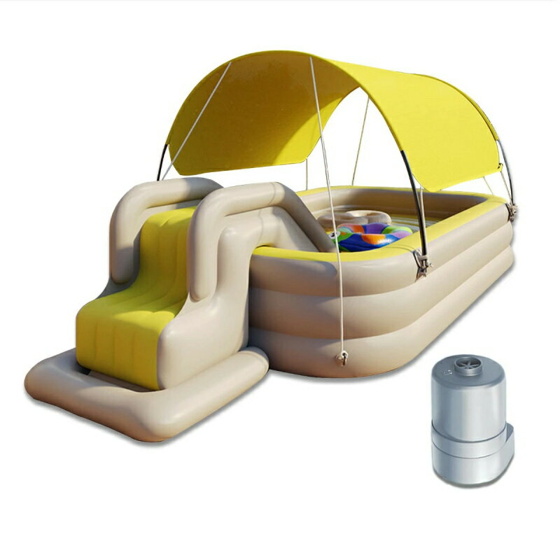 エアープール プール 大型 子供用プール 家庭用 ビニールプール 自動膨張 滑り台付き 日よけ付き エアーポンプ付き 折り畳み式 ファミリープール 夏対策 水遊び ベランダ 安全 耐摩擦 耐高温-滑り台なし-green