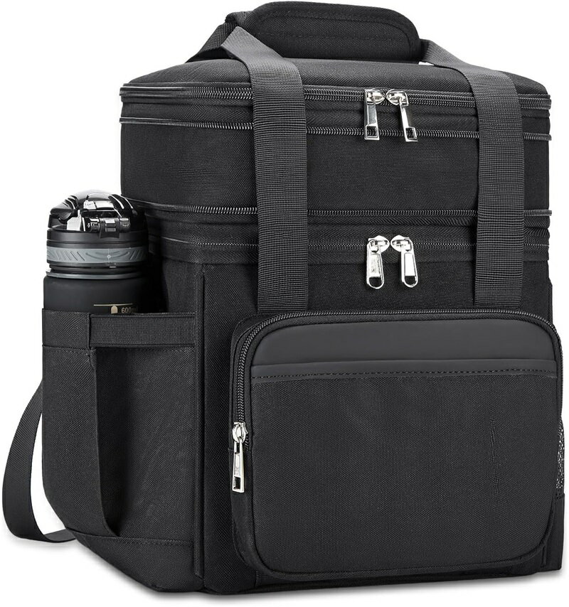 男女兼用 保温 漏れ防止 2 層リユース ソフトエキスパンド冷蔵ランチバッグ ワーク 成人 ピクニック ア..