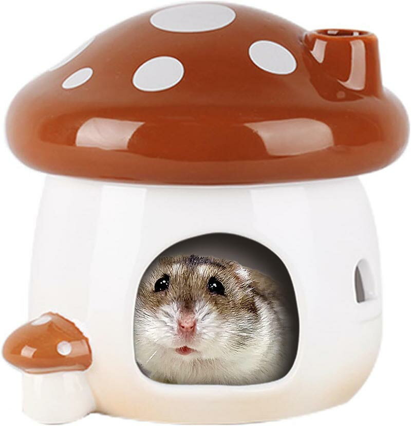 ハムスター 巣箱 隠れ家 2色 家 陶器 キノコ型 ハウス セラミック Sサイズ