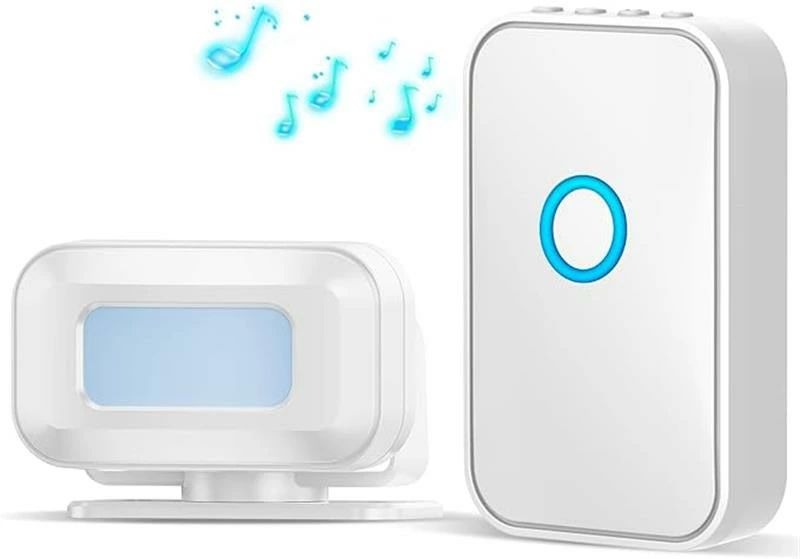 ワイヤレスチャイム 人感センサー 玄関チャイム 呼び鈴 介護 ドアベル 無線 電池式 配線工事不要 動体検知 感知範囲レンズカバーで調節 5段階音量調節 52種類呼び出し音 飲食店 店舗 玄関 お年寄り 電池別売り