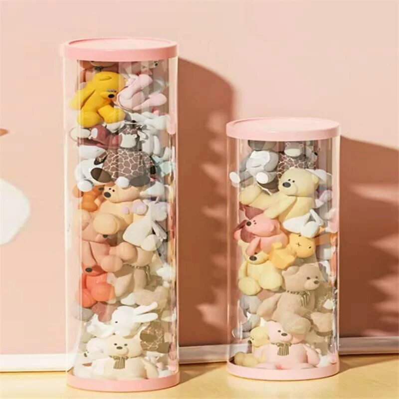 ぬいぐるみ収納 おもちゃ収納ボックス 透明円柱のぬいぐるみ収納ケース 円柱形 ぬいぐるみ収納桶 蓋付き おもちゃ収納ボックス 透明円柱 収納チューブ クリア 収納 防塵 ディスプレイケース ぬいぐるみ 展示ボックス DIY 子供部屋 収納箱 大容量