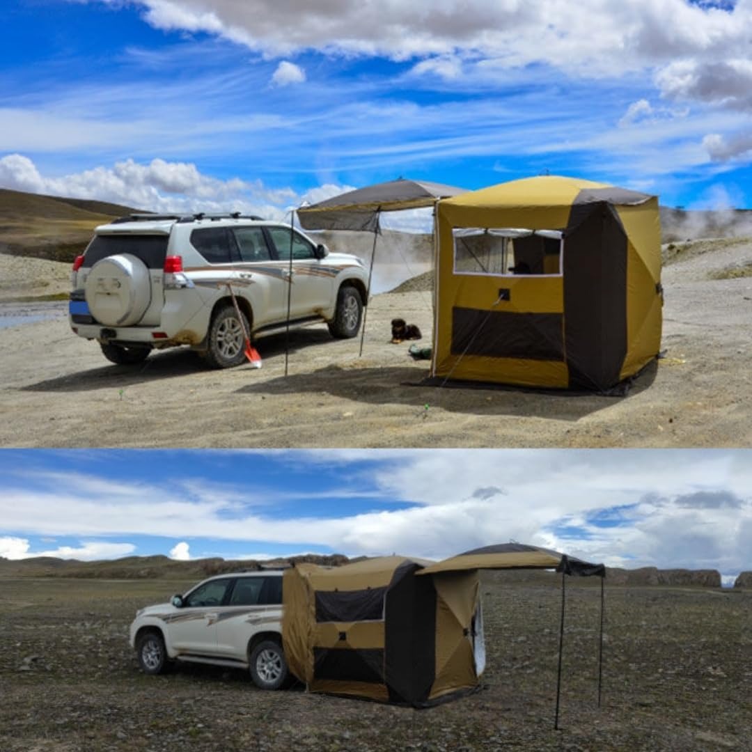 楽天Kailand車中泊・キャンプ・アウトドア タイトル リアゲート カーサイドタープ トランクテント SUVラポップアップテント ンドフィールド ハッチバックテント 屋根シート付 簡単設営 日よけ 防災対策 地震 台風 防災グッズ防水/UV機能/防風/防雨/虫除け対策 防災グッズ