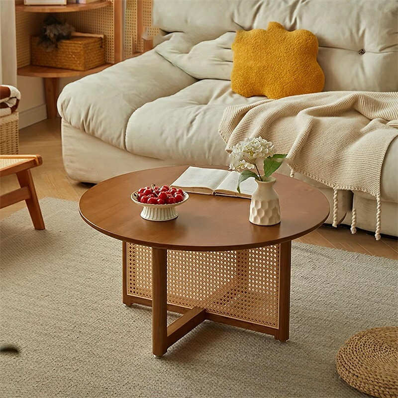 丸テーブル 円卓 木製 ローテーブル 丸 木制ローテーブル 無垢材シンプルで美しい コーヒーテーブル リビングテーブル カフェテーブル お茶テーブル 木目調 簡易テーブル (Color : C, Size : 80*80*40CM)