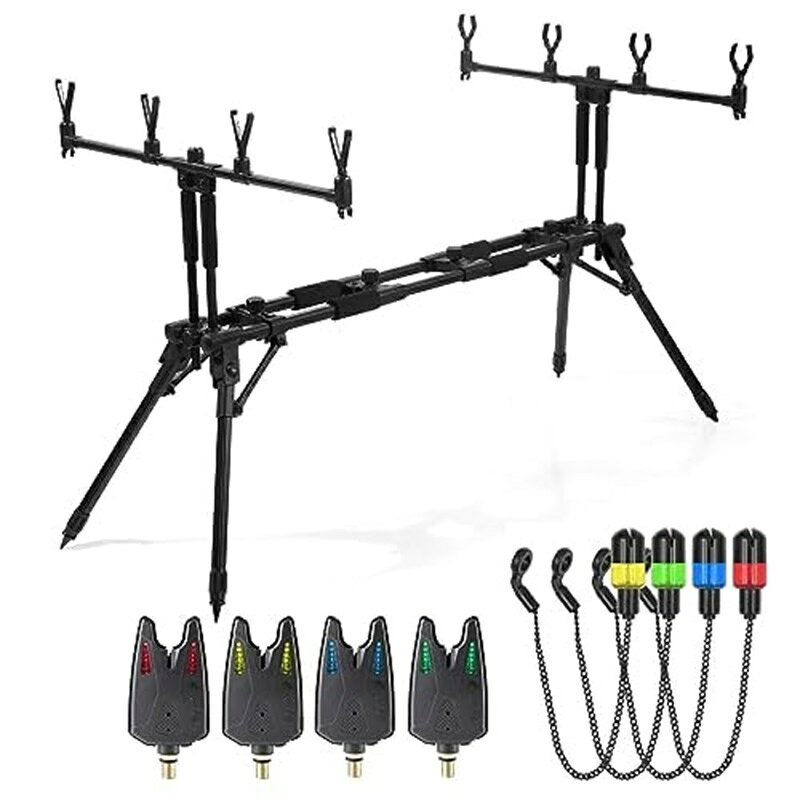 釣り具セット 調節可能な釣り竿スタンド 釣りバイトアラームと釣り餌スインガー付き
