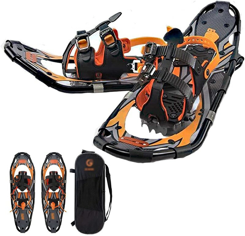 25インチの スノーシュー 屋外スノーシュー 軽量地形航空グレード スノーフィート 調整可能 ラチェットバインディング スノーシュー アルミニウム合金 屋外スノーシュー 防止/滑り止め/耐摩耗性/低温/防錆 屋外スノーシュー 雪のハイキングに最適