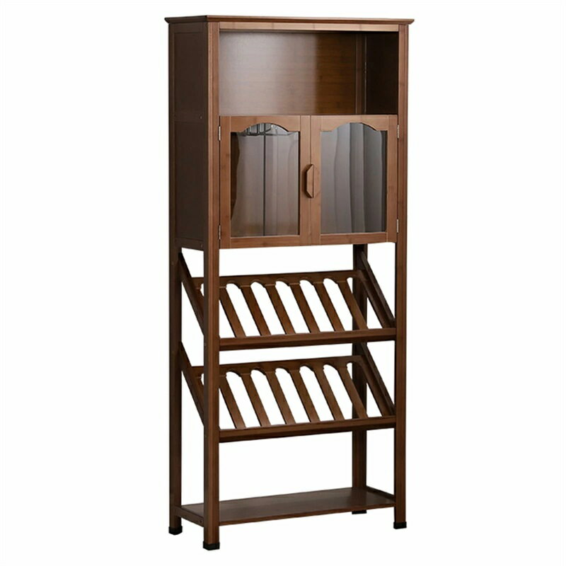 ワインラック お酒収納ラック ワインバーキャビネット 4段 / 5段 竹製 ホルダー 大容量 酒類貯蔵ロッカ..