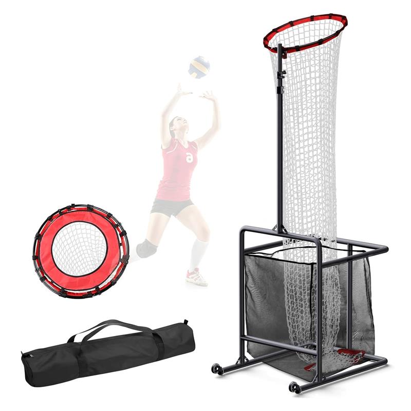 バレーボール 練習 ネット 屋外 屋内 ポータブル ビーチバレー 練習器具 セッター用 高さ210〜330cm5段階の高さ調整 6段階の角度調整 キャスター付き バレーボール練習用 スパイクサービング用 丈夫な足付きベース付き