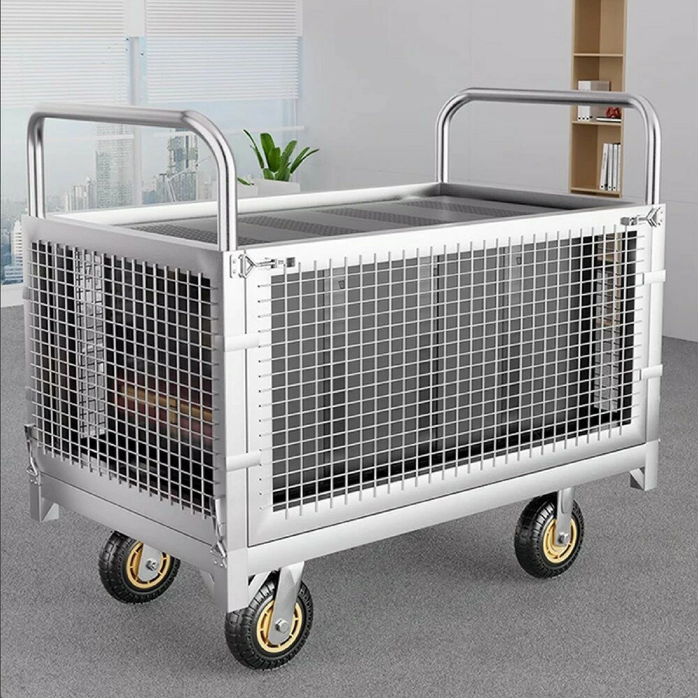 ケージ付きプラットフォームトラックカート、折りたたみ式プラットフォームトラックヘビーデューティー..