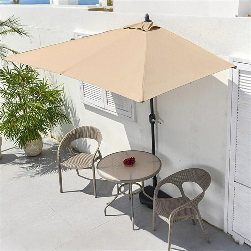 ガーデンパラソル 半円パラソル 屋外壁掛けハーフ傘 ＋テーブル1台、椅子2脚セット 庭院? 高さ調節可能..