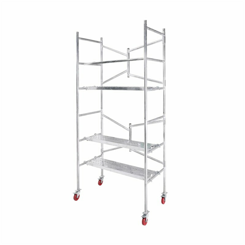 折りたたみ式移動足場 高所作業台 360 度回転ホイール付き ブレーキ搭載 耐荷重 500kg 幅広滑り止めス..