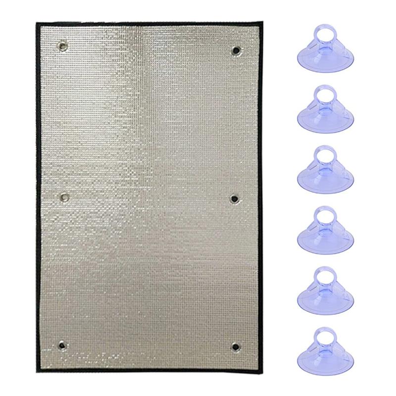 窓断熱マット 断熱シート 反射断熱カバー 両面アルミホイル 6mm厚 吸盤付き 窓のドア用 車用 防寒 遮光 防音 遮音 熱反射 インストールが簡単 温度を下げる 冬は暖か