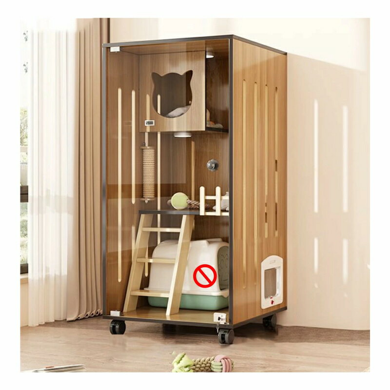 楽天Kailand猫 ケージ 木製 おしゃれ 小さめ 3階建て キャットヴィラ コンパクト 小型 ねこケージ 大型 猫ケージ 猫ケージ キャットケージ 窓付き ガラス扉 両開き ドア キャスター付き 組み立て簡単 ナチュラル ウッド ミニ 可愛い くるみ色 90*60*120cm