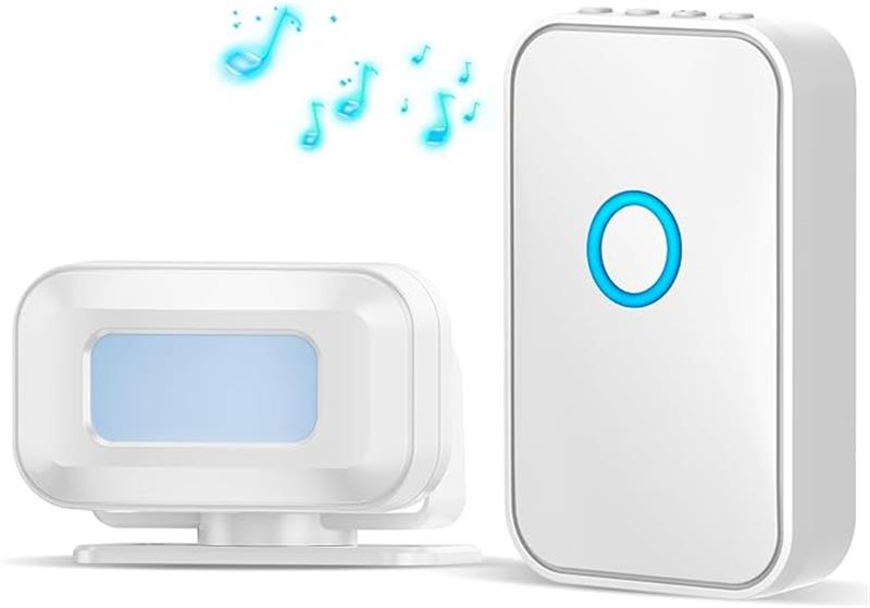 ワイヤレスチャイム 人感センサー 玄関チャイム 呼び鈴 介護 ドアベル 無線 電池式 配線工事不要 動体検知 感知範囲レンズカバーで調節 5段階音量調節 52種類呼び出し音 飲食店 店舗 玄関 お年寄り 電池別売り