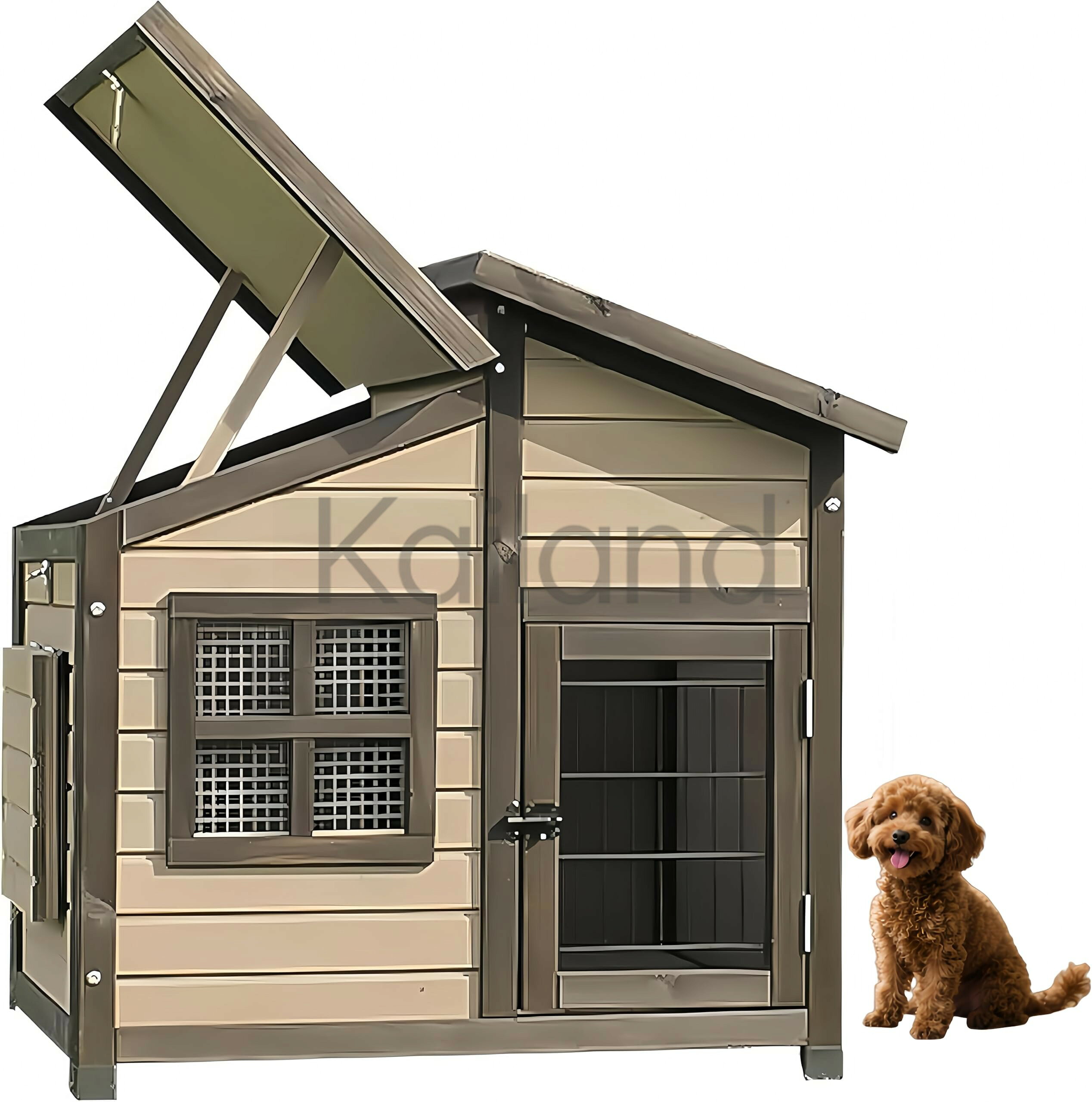 犬小屋 無垢材 ペットハウス 犬舎 84*74*80cm 屋根とドア窓付き ドッグハウス 通気性 日焼け対策 防風 防雨 安定性と耐久性 組立簡単 小型犬 中型犬 家庭 テラス 裏庭 室内 屋外