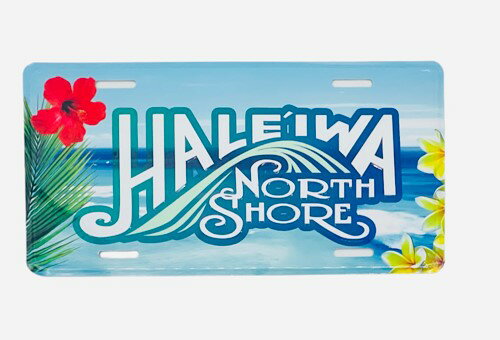 ○o。ハワイ限定 ハワイアン ナンバープレート インテリア雑貨【HALEIWA】数量限定品 ハワイ雑貨 ハワイアンインテリア　ハイビスカス プレート ハワイ ライセンス アルミ ハワイ雑貨 お土産 直輸入 車 ハイビスカス プルメリア。o○