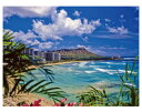 ○o。ハワイアン ガラスアートピクチャー DIAMOND HEAD 50×37cm 高級感 強化ガラス サーフィン ビーチ 海 サーフボード ヤシの木 デスク ハワイアンインテリア ハワイアン雑貨 新築祝い 引っ越し祝い お祝い 西海岸インテリア ダイヤモンドヘッド ワイキキ オアフ。o○