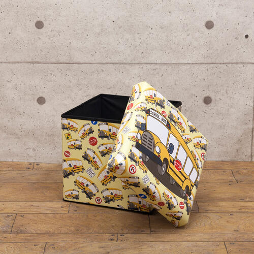 ○o。ハワイアン スクールバス アメリカ 学校 バス 折り畳み式 スツールボックス 収納 小物入れ イス 椅子 南国雑貨 ハワイアンインテリア ハワイ雑貨 ハワイアン雑貨 西海岸 ビーチハウス 西海岸 ワーゲン おもちゃ箱。o○