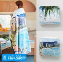 ○o。ハワイアン パームツリー ダイヤモンドヘッド柄 ヤシの木 ふかふか ブランケット 【XL】140×200cm ALOHA フリース デニム 寝具 毛布 カ...