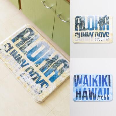 ○o。ハワイアン ALOHA WAIKIKI 玄関マットバスマット インテリアマット 約45×65cm 滑り止め 洗濯機OK リーフ モンステラ キッチンマッ..