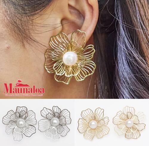 ○o。【Maunaloa】ハワイアン ピアス お花 高級感 ピアス アクセサリー 大きい インパクト 豪華 フラダンス ハワイ雑貨 ハワイアン雑貨 マウナロア ハワイアンアクセサリー ハワイアンジュエリー フラガール お洒落 素敵 プレゼント プルメリア ティアレ。o○