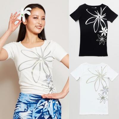 ○o。【Maunaloa】ハワイアン ティアレ 半袖丈　Tシャツ フラダンス衣装 フラガール 綿100％!!パウスカートに合います フラダンス フラ マウナロア プレゼント 母の日。o○