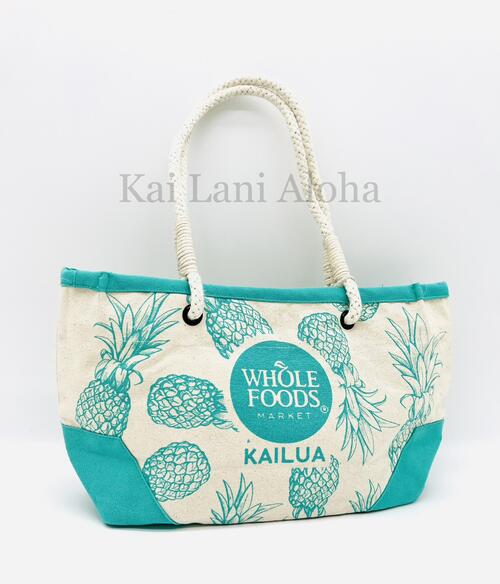 楽天Kai Lani Aloha〜カイラニアロハ〜○o。ハワイ直輸入!! ホールフーズ マーケット限定 パイナップル トートバッグ Whole Foods Market ハワイアン雑貨 かばん エコバッグ ハワイお土産 プレゼント バッグ オーガニック カイルア カハラ クイーン TAG ALOHA ハワイ限定 パイン。o○