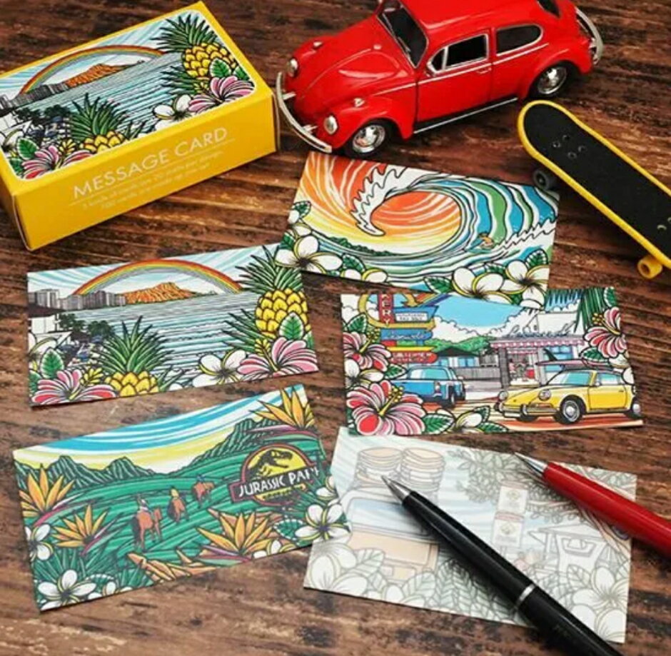 ○o。ハワイアン ミニメッセージカード 100枚セット TAMO メモ メモパッド 文房具 ハワイお土産 ハイビスカス ハワイアン 小学生 instagram ...