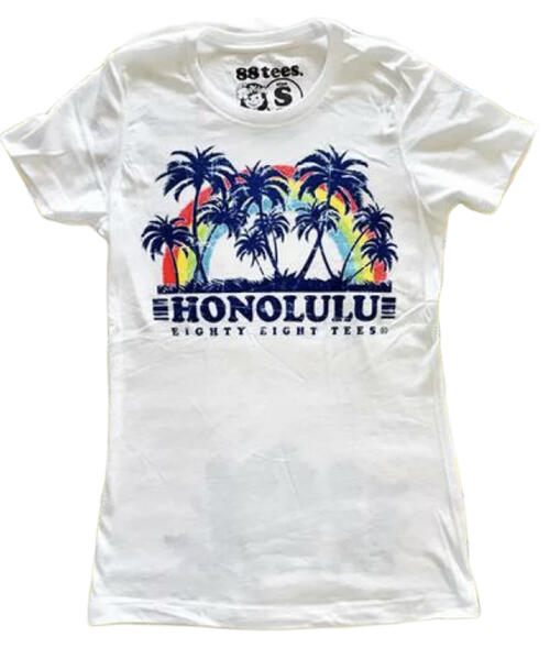 ○o。【新作入荷!!】大人気!!ハワイアンブランド88TEES*レディース半袖Tシャツ*S*M*L ホワイト【エイティーエイトティーズ】ハワイ人気ブランド*YAYA 88ティーズ。o○