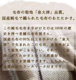 【楽天スーパーセール】国産 純毛毛布 ウール100％　 シングル（140×200cm）チェック柄　日本製 本物だからあたたかい！毛布の本場泉大津製