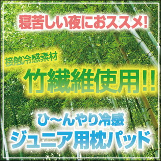 枕パッド クール 接触冷感 ひんやり 冷たい 竹繊維 メール便ジュニア　キッズ 子供 こども 子ども即納/竹/天然成分/アイス/まくらパッド/ウォッシャブル/洗濯機