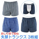 おしりまで安心 失禁トランクス 3枚組 (ちょいモレ対策 後ろモレ 横モレ ガード 尿もれ 尿モレ 失禁パンツ 吸収 抗菌 防臭)