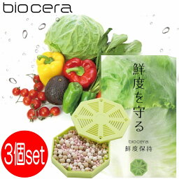 【3個セット】冷蔵庫に入れるだけで、野菜 果物の鮮度長持ち! bio cera 鮮度保持 BIO-1 エチレンガスを吸着分解 伊原企販